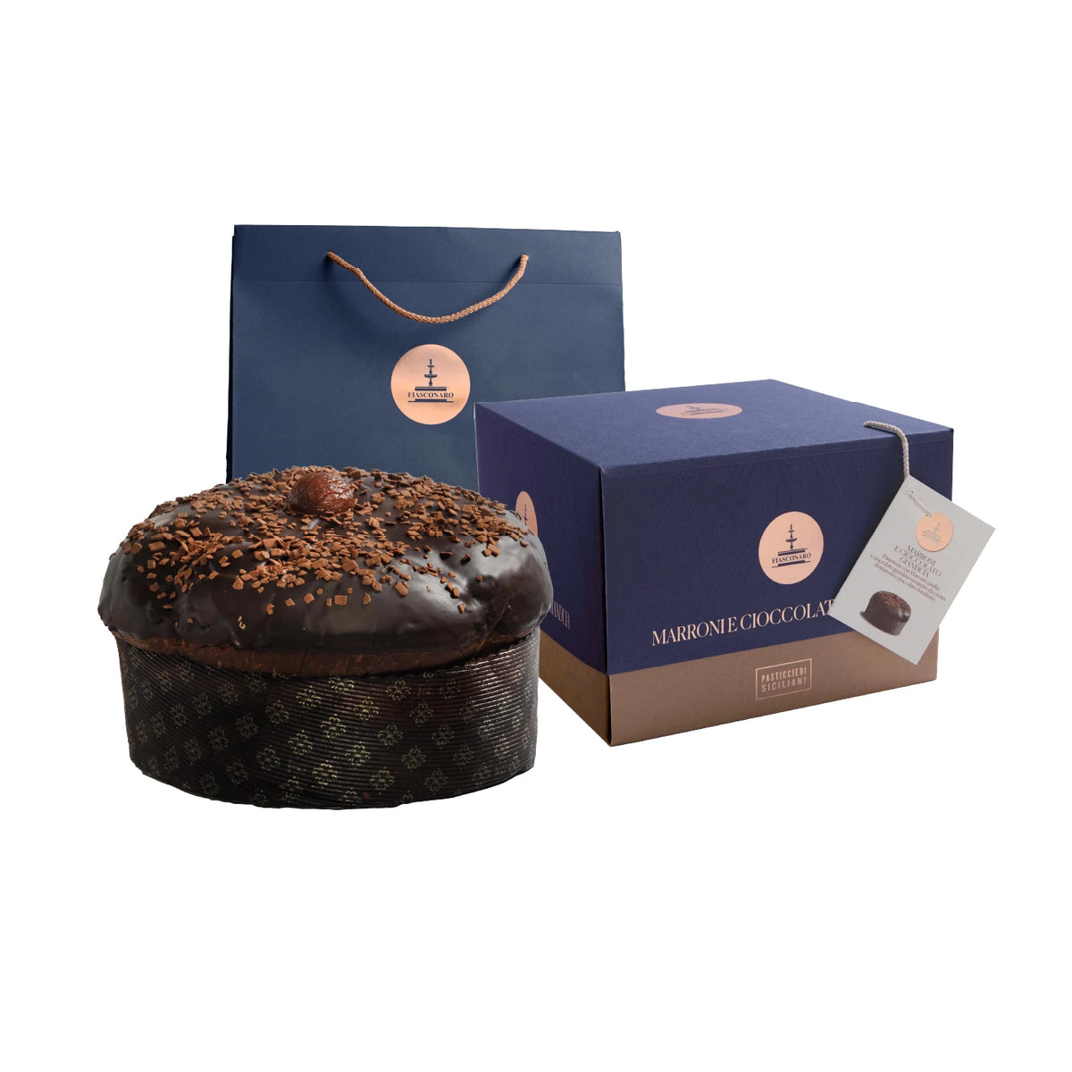 Kastanien-Panettone und Gianduia-Schokolade