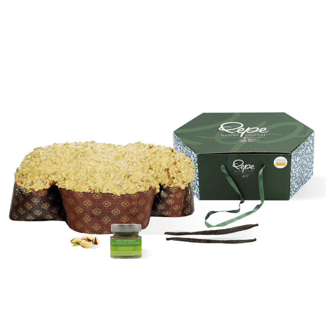 Pistazien-Colomba mit Streichcreme
